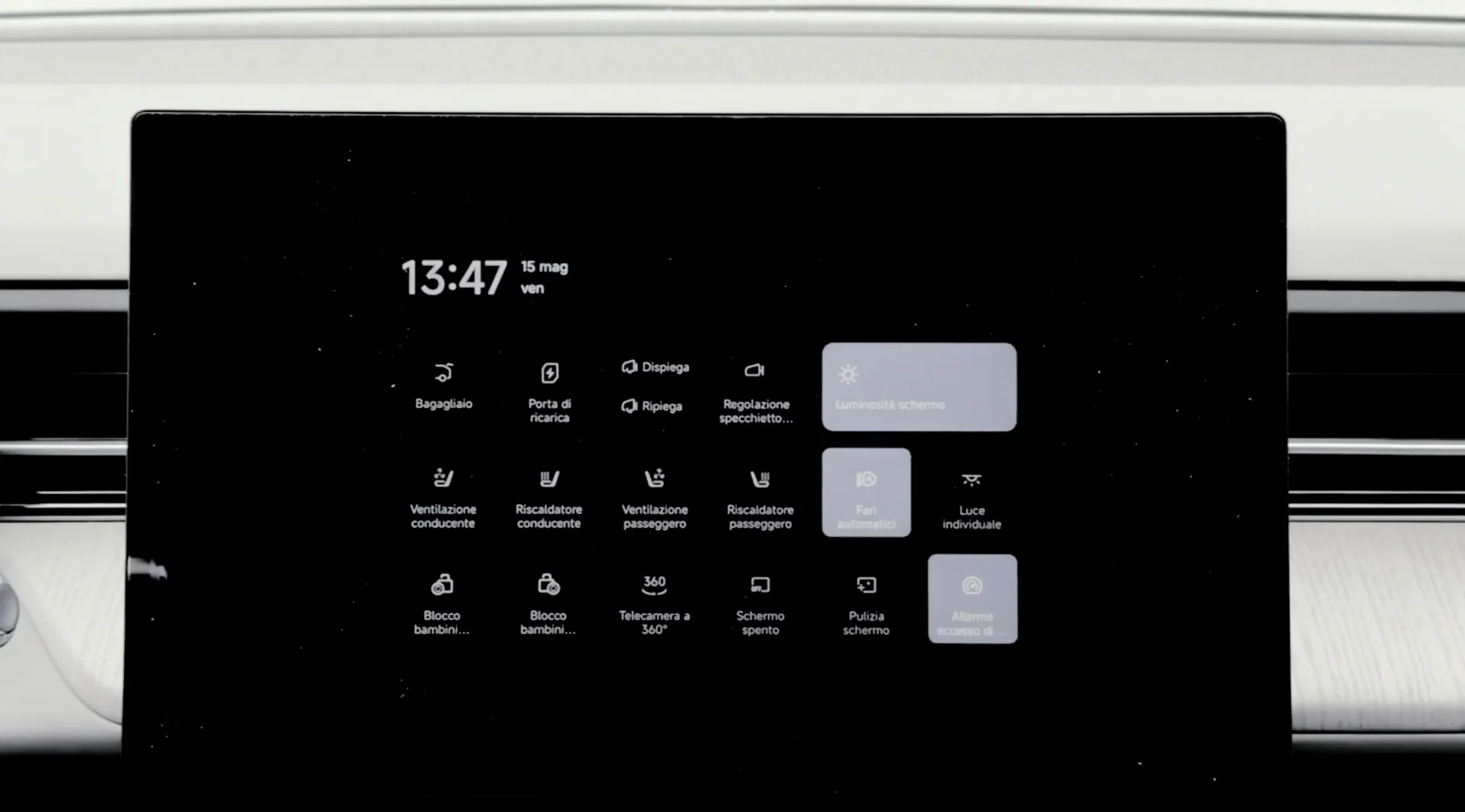 xpeng g6 infotainment tendina comandi rapidi